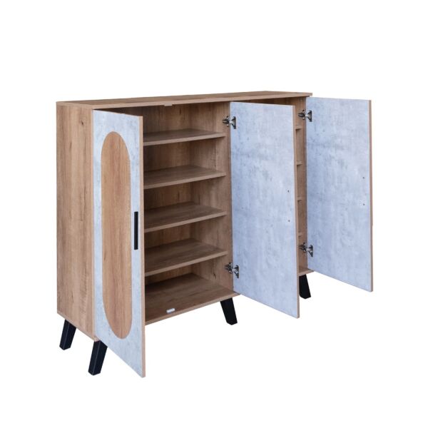 خزانة أحذية 3 أبواب خشب ماليزي فيودور - خشبي ورمادي