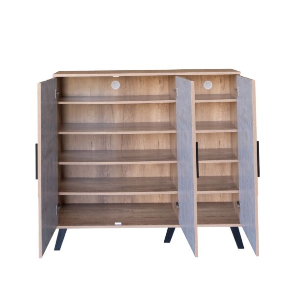 خزانة أحذية 3 أبواب خشب ماليزي فيودور - خشبي ورمادي