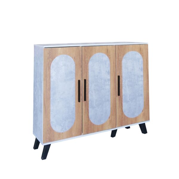 خزانة أحذية 3 أبواب خشب ماليزي فيودور - رمادي وخشبي