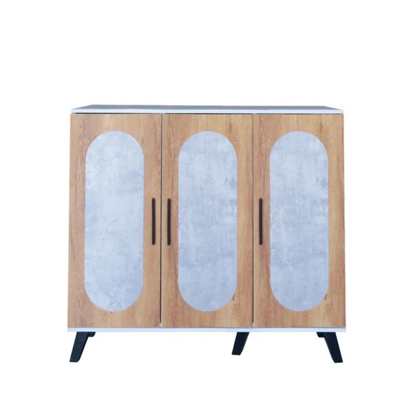 خزانة أحذية 3 أبواب خشب ماليزي فيودور - رمادي وخشبي