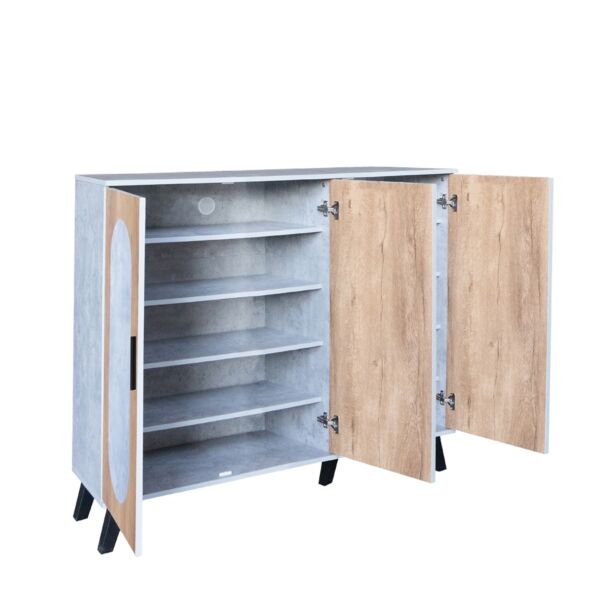 خزانة أحذية 3 أبواب خشب ماليزي فيودور - رمادي وخشبي