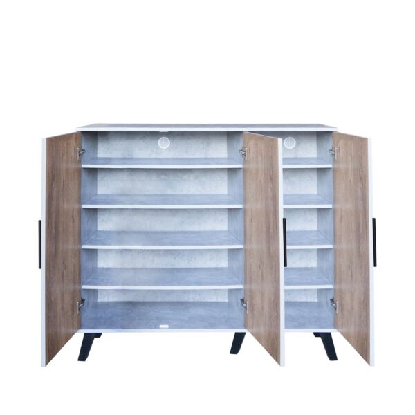 خزانة أحذية 3 أبواب خشب ماليزي فيودور - رمادي وخشبي