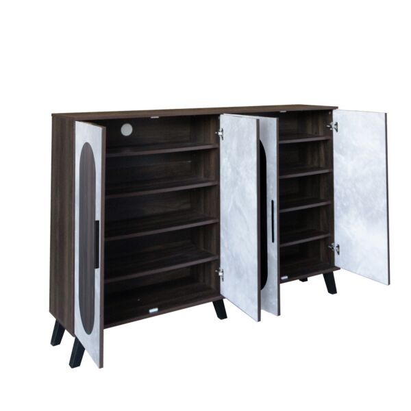 خزانة أحذية 4 أبواب خشب ماليزي نيكولاي - بني غامق ورمادي