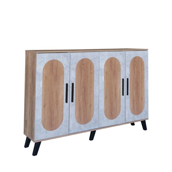 خزانة أحذية 4 أبواب خشب ماليزي نيكولاي - خشبي ورمادي