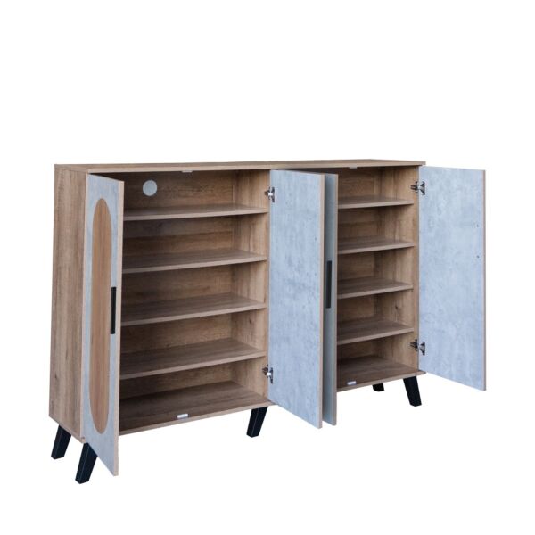 خزانة أحذية 4 أبواب خشب ماليزي نيكولاي - خشبي ورمادي