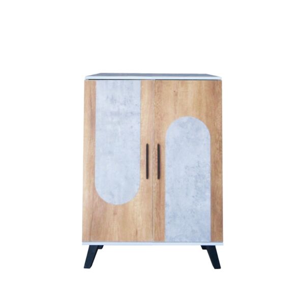 خزانة أحذية بابين خشب ماليزي أولغا - رمادي وخشبي