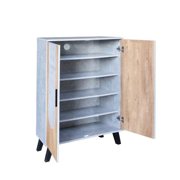 خزانة أحذية بابين خشب ماليزي أولغا - رمادي وخشبي