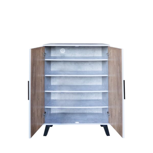 خزانة أحذية بابين خشب ماليزي أولغا - رمادي وخشبي