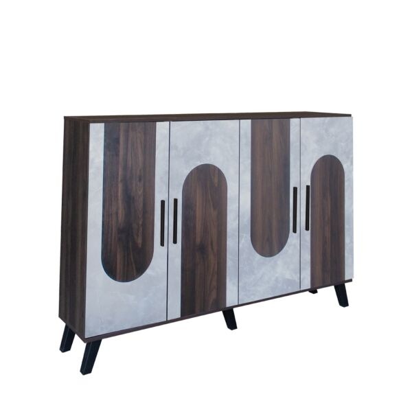 خزانة أحذية 4 أبواب خشب ماليزي ناتاليا - بني غامق ورمادي