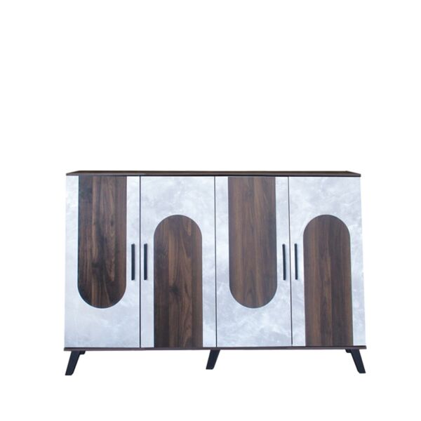 خزانة أحذية 4 أبواب خشب ماليزي ناتاليا - بني غامق ورمادي