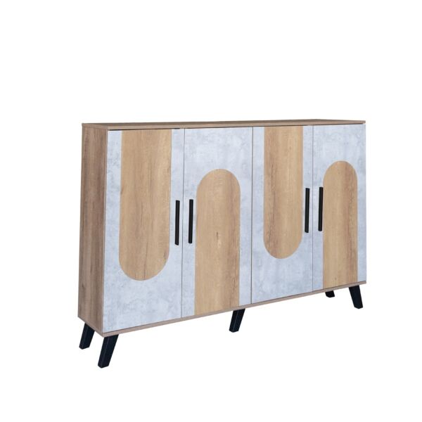 خزانة أحذية 4 أبواب خشب ماليزي ناتاليا - خشبي ورمادي