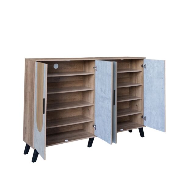 خزانة أحذية 4 أبواب خشب ماليزي ناتاليا - خشبي ورمادي