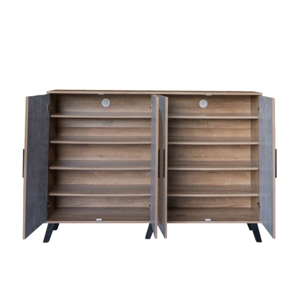 خزانة أحذية 4 أبواب خشب ماليزي ناتاليا - خشبي ورمادي