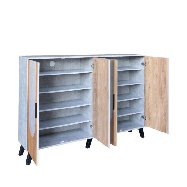 خزانة أحذية 4 أبواب خشب ماليزي ناتاليا - رمادي وخشبي