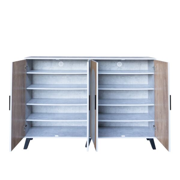 خزانة أحذية 4 أبواب خشب ماليزي ناتاليا - رمادي وخشبي