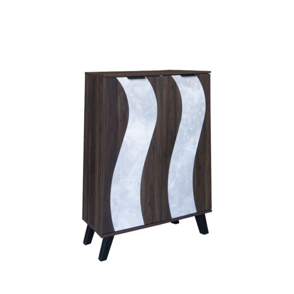 خزانة أحذية بابين خشب ماليزي 80 سم ديمير - بني ورمادي