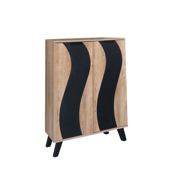 خزانة أحذية بابين خشب ماليزي 80 سم ديمير - خشبي وأسود