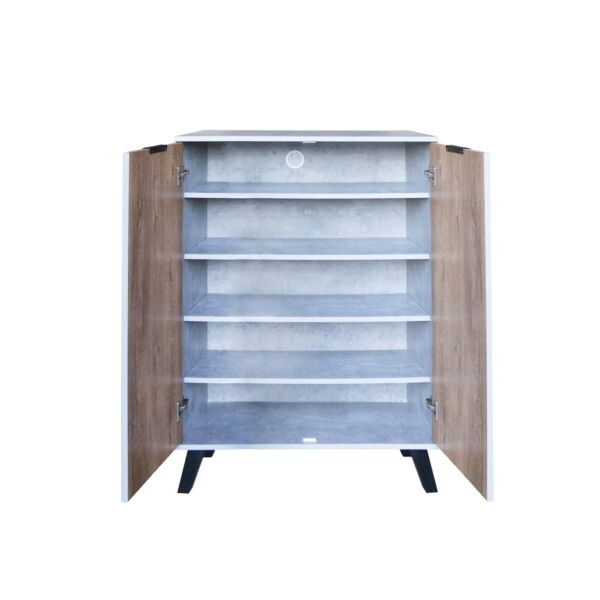 خزانة أحذية بابين خشب ماليزي 80 سم ديمير - رمادي وخشبي