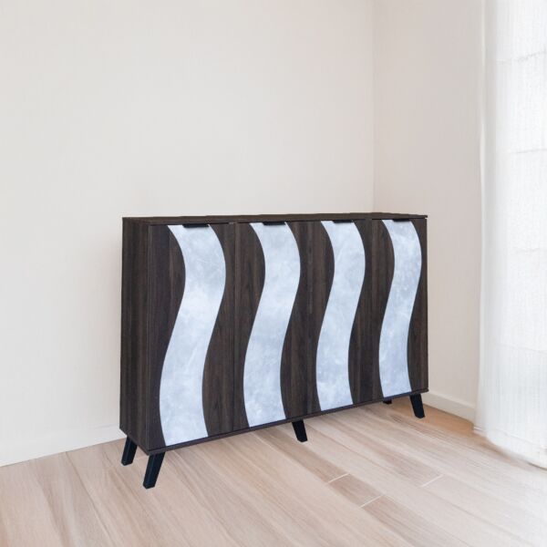 خزانة أحذية 4 أبواب خشب ماليزي 160 سم ديمير - بني ورمادي