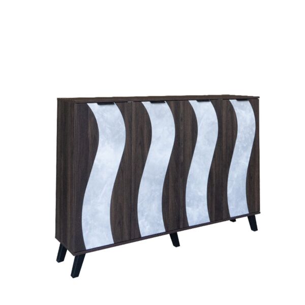 خزانة أحذية 4 أبواب خشب ماليزي 160 سم ديمير - بني ورمادي