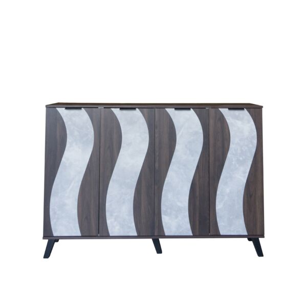 خزانة أحذية 4 أبواب خشب ماليزي 160 سم ديمير - بني ورمادي