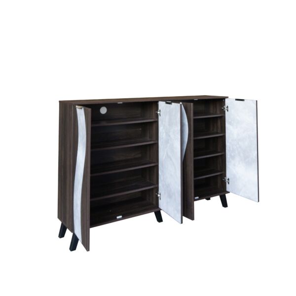 خزانة أحذية 4 أبواب خشب ماليزي 160 سم ديمير - بني ورمادي