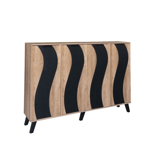 خزانة أحذية 4 أبواب خشب ماليزي 160 سم ديمير - خشبي وأسود