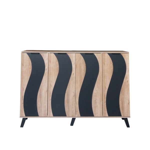 خزانة أحذية 4 أبواب خشب ماليزي 160 سم ديمير - خشبي وأسود