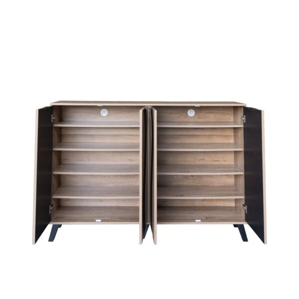 خزانة أحذية 4 أبواب خشب ماليزي 160 سم ديمير - خشبي وأسود