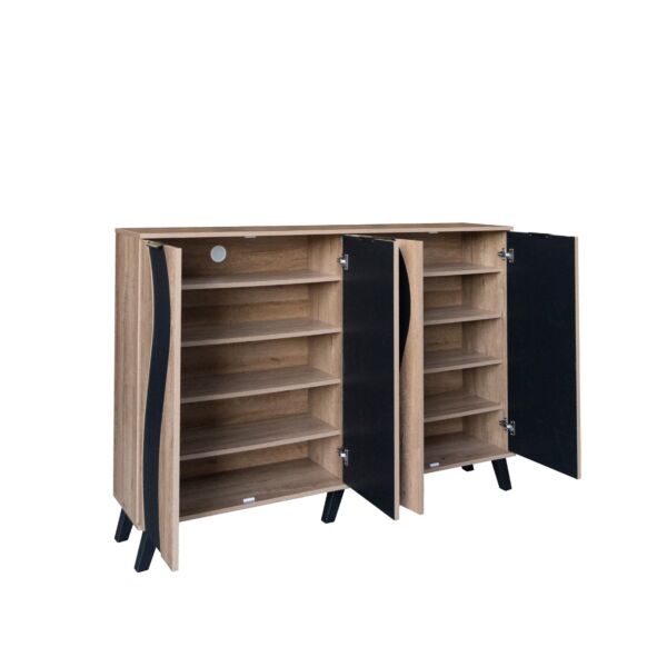 خزانة أحذية 4 أبواب خشب ماليزي 160 سم ديمير - خشبي وأسود