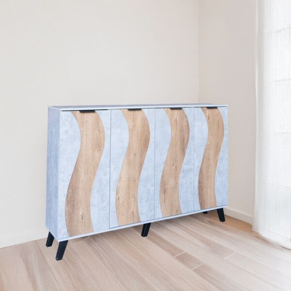 خزانة أحذية 4 أبواب خشب ماليزي 160 سم ديمير - رمادي وخشبي