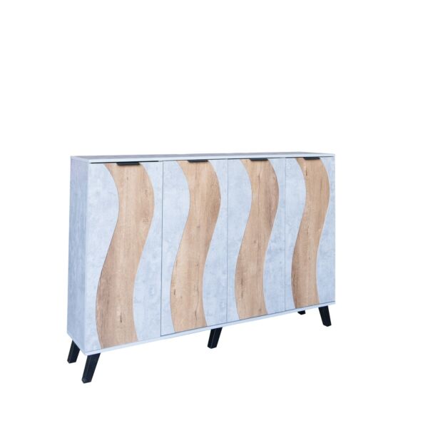 خزانة أحذية 4 أبواب خشب ماليزي 160 سم ديمير - رمادي وخشبي