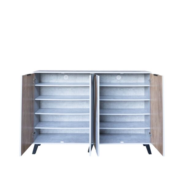 خزانة أحذية 4 أبواب خشب ماليزي 160 سم ديمير - رمادي وخشبي