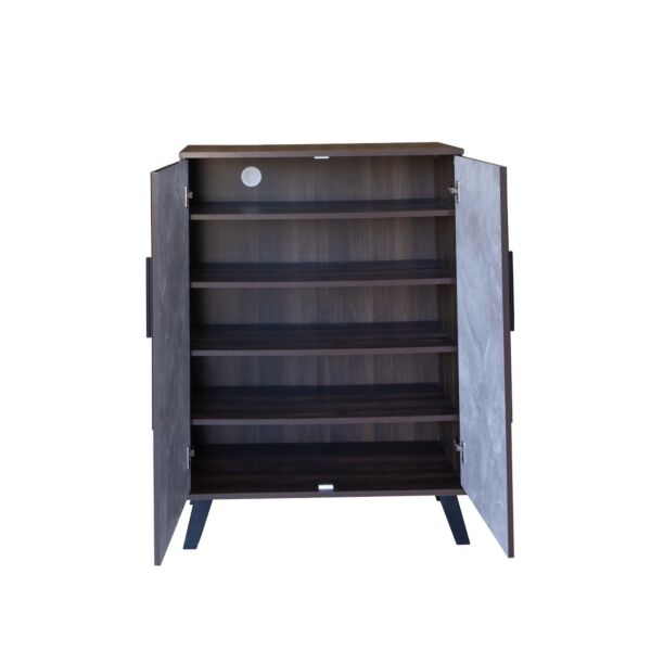 خزانة أحذية بابين خشب ماليزي 80 سم ماريتا - بني ورمادي