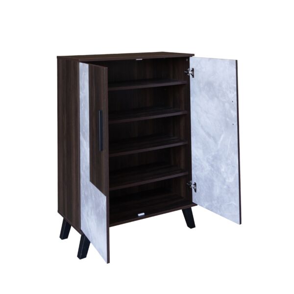 خزانة أحذية بابين خشب ماليزي 80 سم ماريتا - بني ورمادي