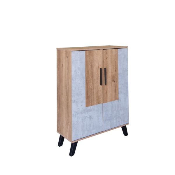 خزانة أحذية بابين خشب ماليزي 80 سم ماريتا - خشبي ورمادي