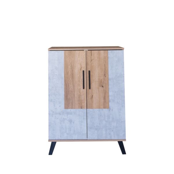 خزانة أحذية بابين خشب ماليزي 80 سم ماريتا - خشبي ورمادي