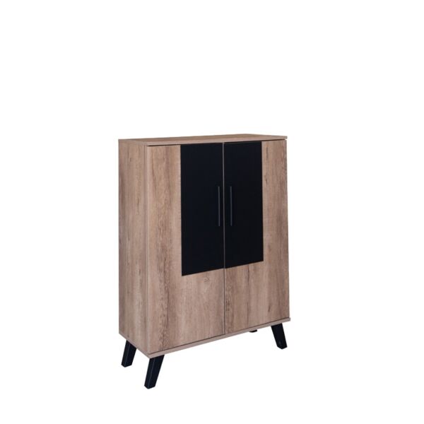 خزانة أحذية بابين خشب ماليزي 80 سم ماريتا - بيج وأسود