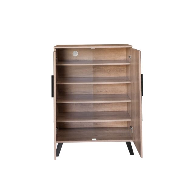 خزانة أحذية بابين خشب ماليزي 80 سم ماريتا - بيج وأسود