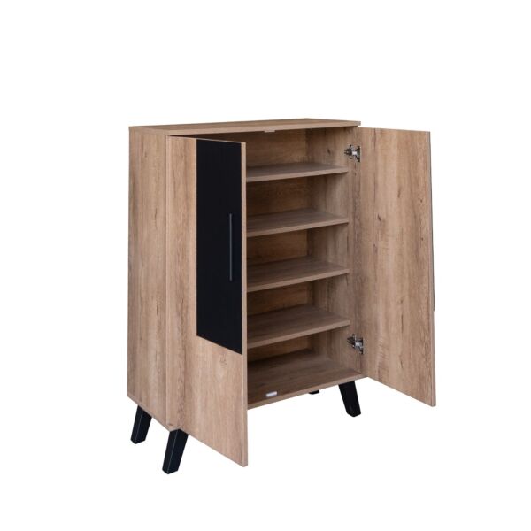 خزانة أحذية بابين خشب ماليزي 80 سم ماريتا - بيج وأسود