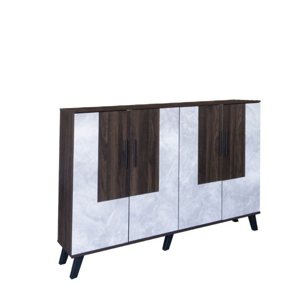 خزانة أحذية 4 أبواب خشب ماليزي 160 سم ماريتا - بني ورمادي