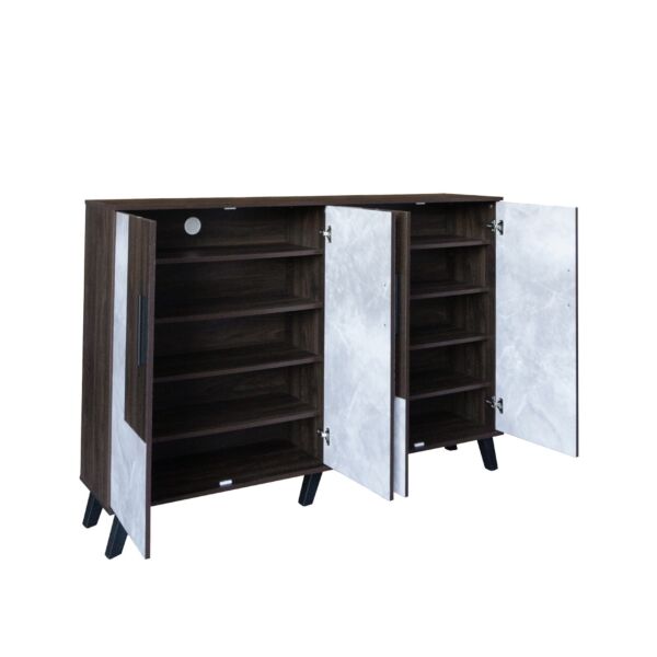 خزانة أحذية 4 أبواب خشب ماليزي 160 سم ماريتا - بني ورمادي