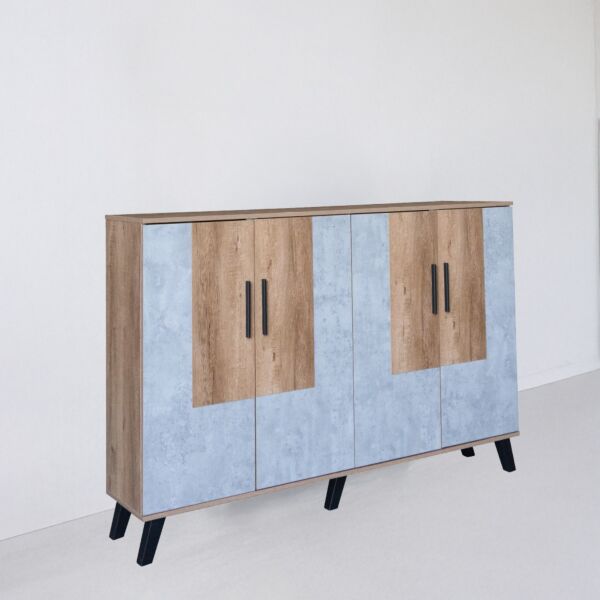 خزانة أحذية 4 أبواب خشب ماليزي 160 سم ماريتا - خشبي ورمادي