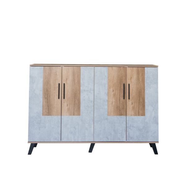 خزانة أحذية 4 أبواب خشب ماليزي 160 سم ماريتا - خشبي ورمادي