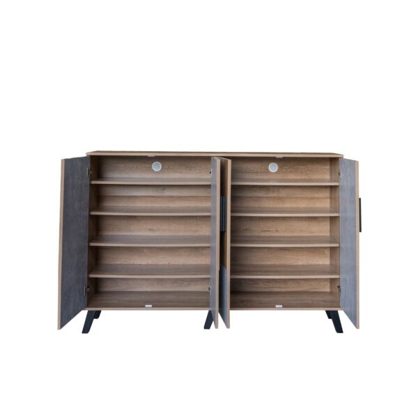 خزانة أحذية 4 أبواب خشب ماليزي 160 سم ماريتا - خشبي ورمادي
