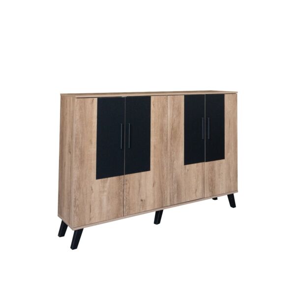 خزانة أحذية 4 أبواب خشب ماليزي 160 سم ماريتا - خشبي وأسود