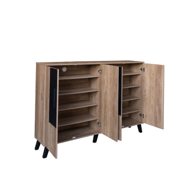 خزانة أحذية 4 أبواب خشب ماليزي 160 سم ماريتا - خشبي وأسود