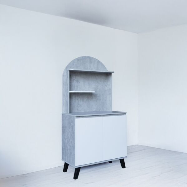 ركن قهوة خشب ماليزي سيفتاب - رمادي وأبيض