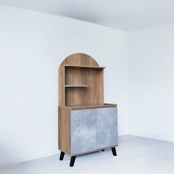 ركن قهوة خشب ماليزي سيفتاب - خشبي ورمادي