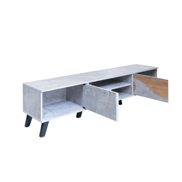 طاولة تلفزيون 180 سم - رمادي وخشبي